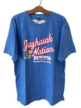 Blue 84 T Shirt Large Jayhawk Nation Short Sleeve Royal Blue Cotton College NEW
